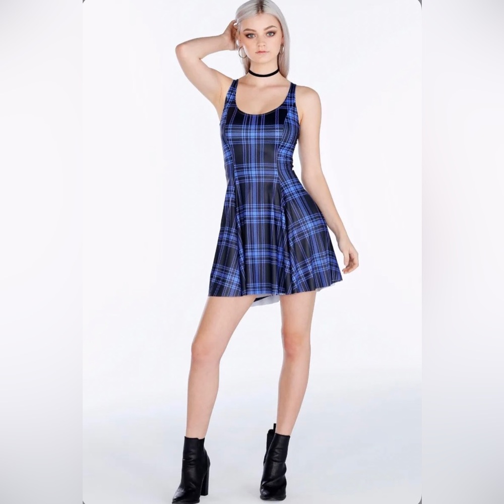 *𝐒𝐎𝐋𝐃* ➠ Tartan Punk Blue Evil Skater Dress (Limited Ed./Sold out on site!)